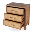 Pemberly Row Set of 2 Cane And Solid Wood 3-Drawer Nightstands in Natural