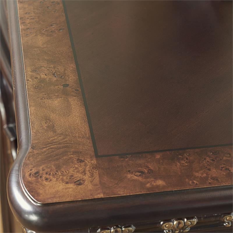 Pemberly Row Set of 4 Chocolate King Bed & Nightstands & Dresser with Mirror
