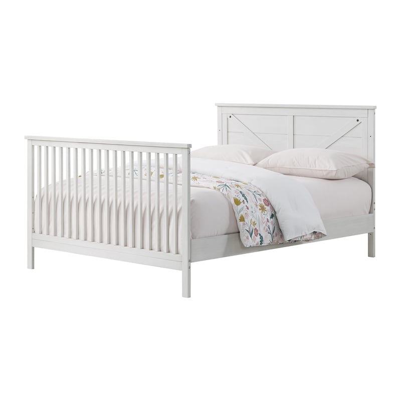 Pemberly Row Set of 2 4-in-1 Convertible Crib & Conversion Kit in Off White