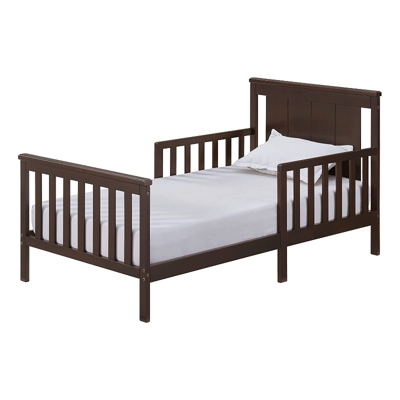 Pemberly Row Set of 3 Modern Wood Toddler Guard Rails & Bed in Espresso