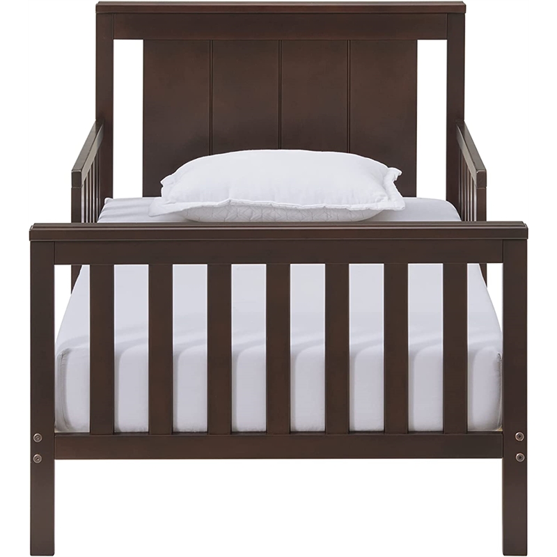 Pemberly Row Set of 3 Modern Wood Toddler Guard Rails & Bed in Espresso