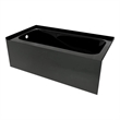 Pemberly Row Left Hand Acrylic Bathtub Sculpted Interior & Smooth Skirt in Black