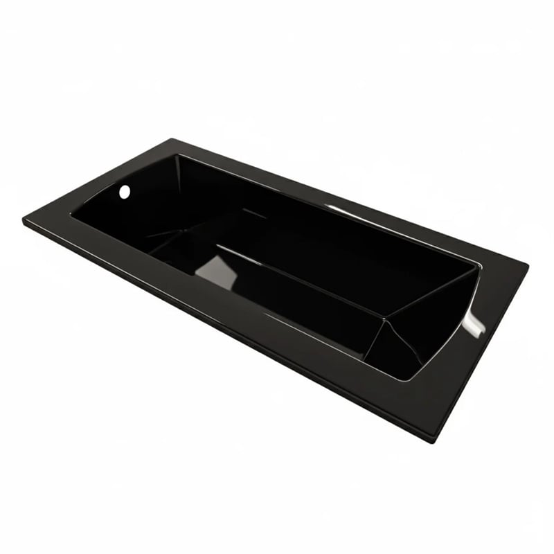 Pemberly Row 72X36 Contemporary Rectangular Acrylic Drop-In Bath tub in Black