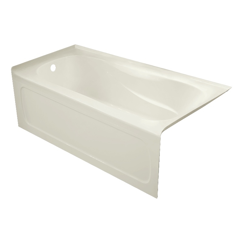Pemberly Row Left Hand Bathtub Sculpted Interior & Integral Skirt in Biscut