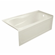 Pemberly Row Right Hand Acrylic Bathtub with Interior & Integral Skirt in Biscut