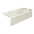 Pemberly Row Right Hand Bathtub Sculpted Interior & Smooth Skirt in Biscut
