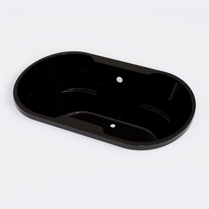 Pemberly Row 66X42 Contemporary Oval Acrylic Contoured Drop-In Bath tub in Black