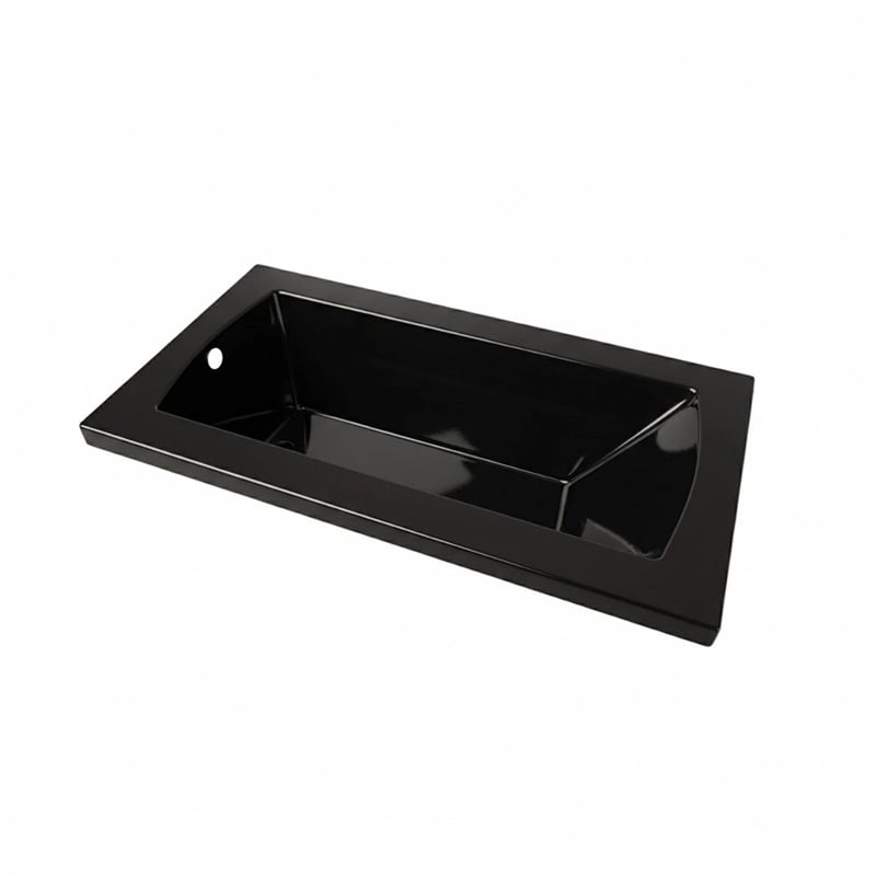 Pemberly Row 60X32 Contemporary Rectangular Acrylic Drop-In Bath tub in Black