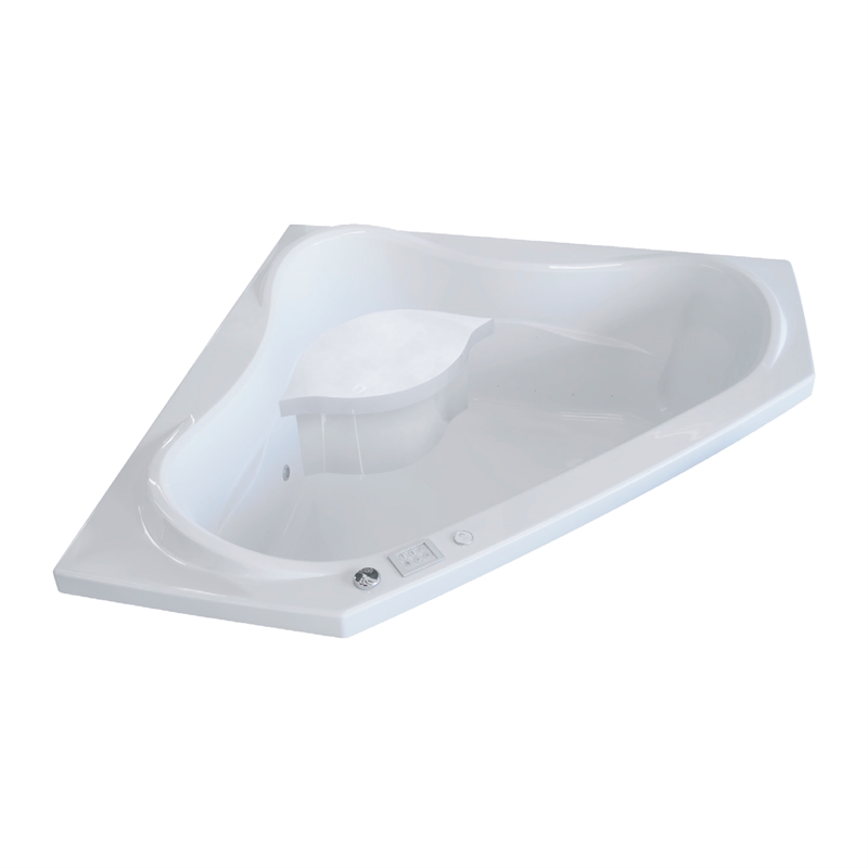 Pemberly Row Acrylic 60 X 60 Corner Drop In Bathtub w/ Seat in White