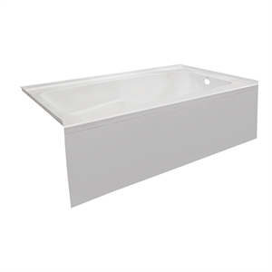 Pemberly Row Acrylic 72X32 Right Hand Drain Bathtub w/ Integral Skirt in White