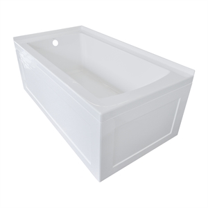Pemberly Row Acrylic 60X30 Left Hand Drain Bathtub w/Integral Skirt in White