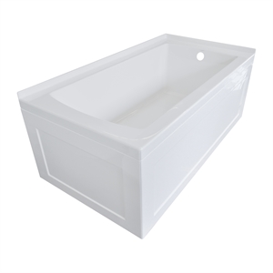 Pemberly Row Acrylic 60X32 Right Hand Drain Bathtub w/Integral Skirt in White