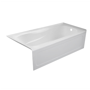 Pemberly Row Acrylic Right Hand Drain Bathtub Interior & Integral Skirt in White