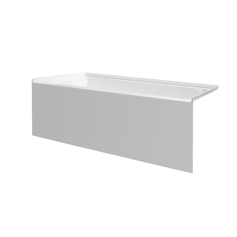 Pemberly Row Acrylic 60X36 Left Drain Above Floor Rough Bathtub in White