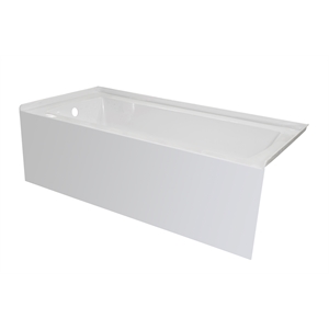 Pemberly Row Acrylic 60X30 Left Drain Above Floor Rough Bathtub in White