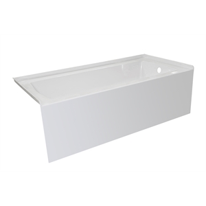 Pemberly Row Acrylic 60X32 Right Drain Above Floor Rough Bathtub in White