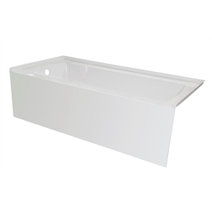 Pemberly Row Acrylic Left Hand Drain Bathtub Smooth Integral Skirt in White