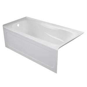 Pemberly Row Acrylic Left Hand Drain Bathtub Interior & Integral Skirt in White