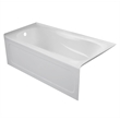 Pemberly Row Acrylic Left Hand Drain Bathtub Interior & Integral Skirt in White