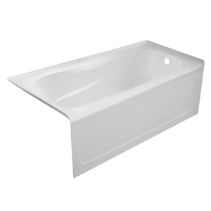 Pemberly Row Acrylic Right Hand Drain Bathtub Interior & Integral Skirt in White