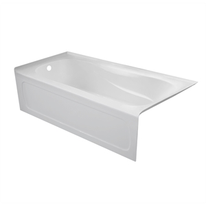 Pemberly Row Acrylic Left Hand Drain Bathtub Interior & Integral Skirt in White