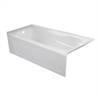 Pemberly Row Acrylic Left Hand Drain Bathtub Interior & Integral Skirt in White