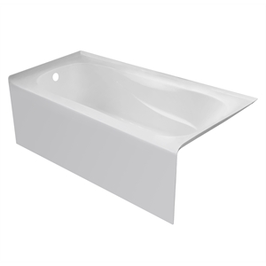 Pemberly Row Acrylic Left Hand Drain Bathtub Interior & Integral Skirt in White