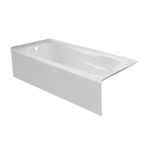 Pemberly Row Acrylic Left Hand Drain Bathtub Interior & Integral Skirt in White