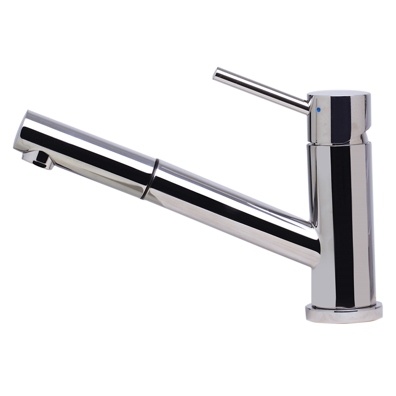Pemberly Row Solid Polished Stainless Steel Pull Out Single Hole Kitchen Faucet