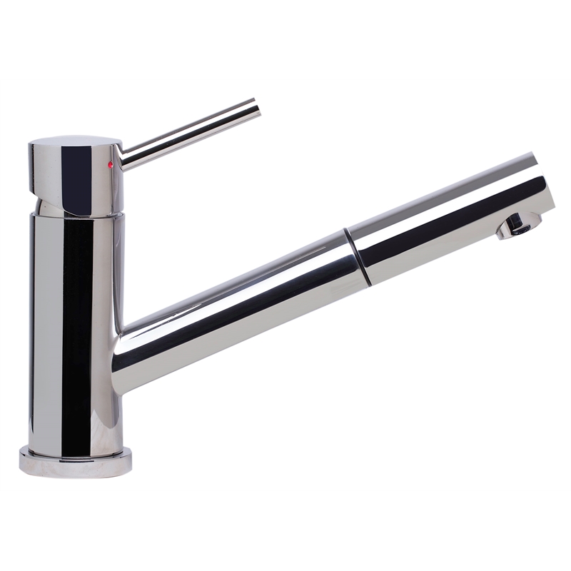 Pemberly Row Solid Polished Stainless Steel Pull Out Single Hole Kitchen Faucet