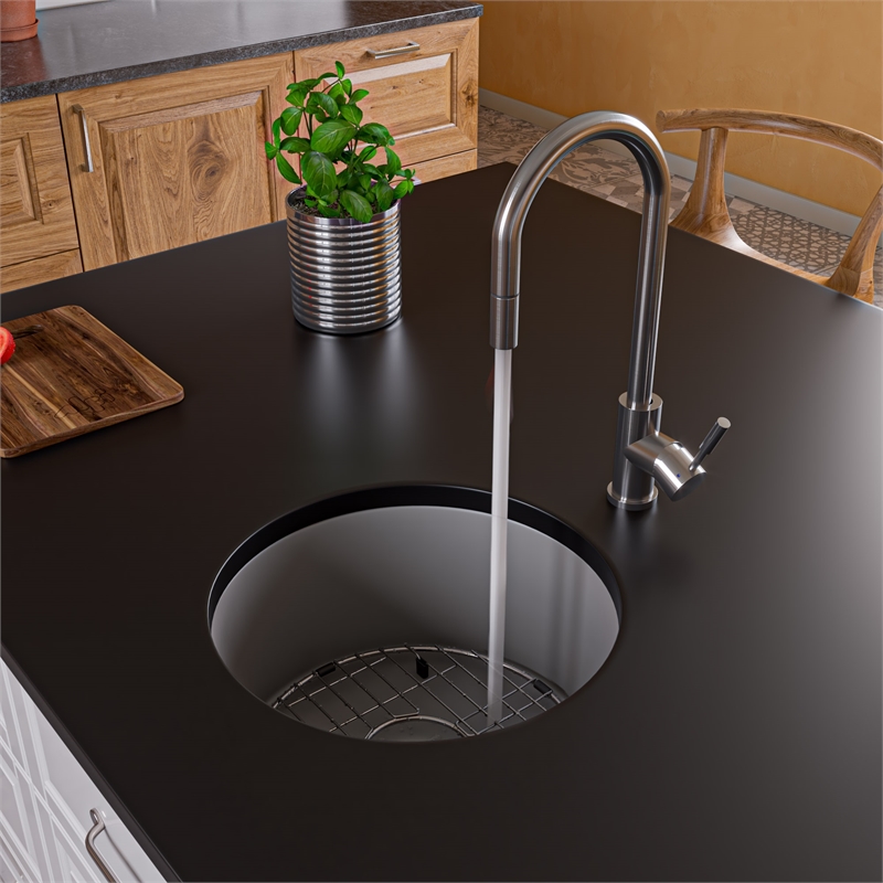 Pemberly Row Solid Brushed Stainless Steel Single Hole Pull Down Kitchen Faucet
