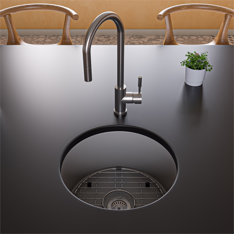 Pemberly Row Solid Brushed Stainless Steel Single Hole Pull Down Kitchen Faucet