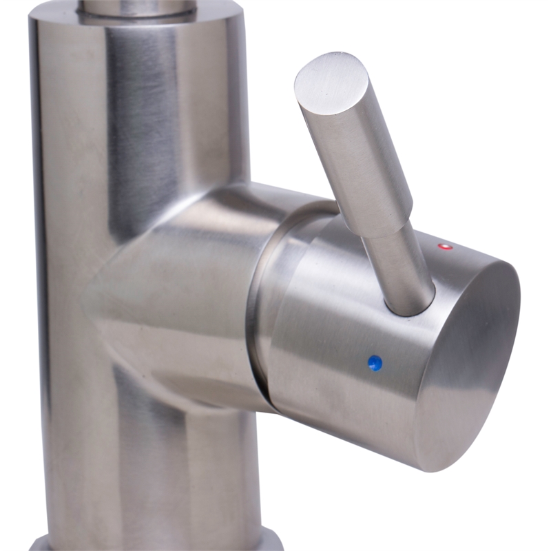 Pemberly Row Solid Brushed Stainless Steel Single Hole Pull Down Kitchen Faucet