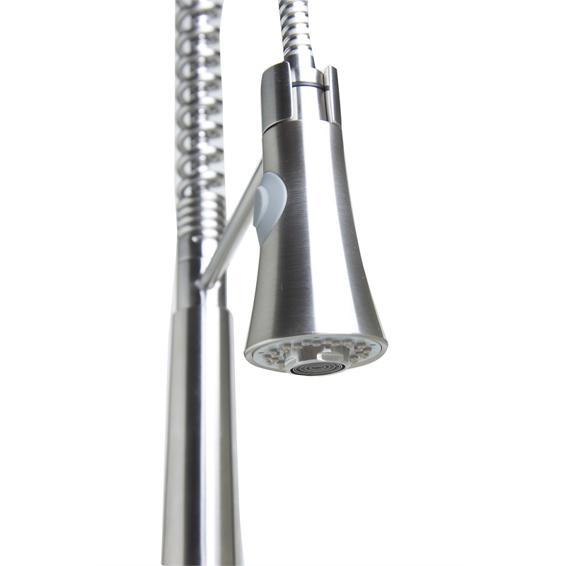 Pemberly Row Solid Stainless Steel Kitchen Faucet w Pull Down Shower Spray