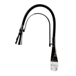 Pemberly Row Polished Chrome Kitchen Faucet with Black Rubber Stem