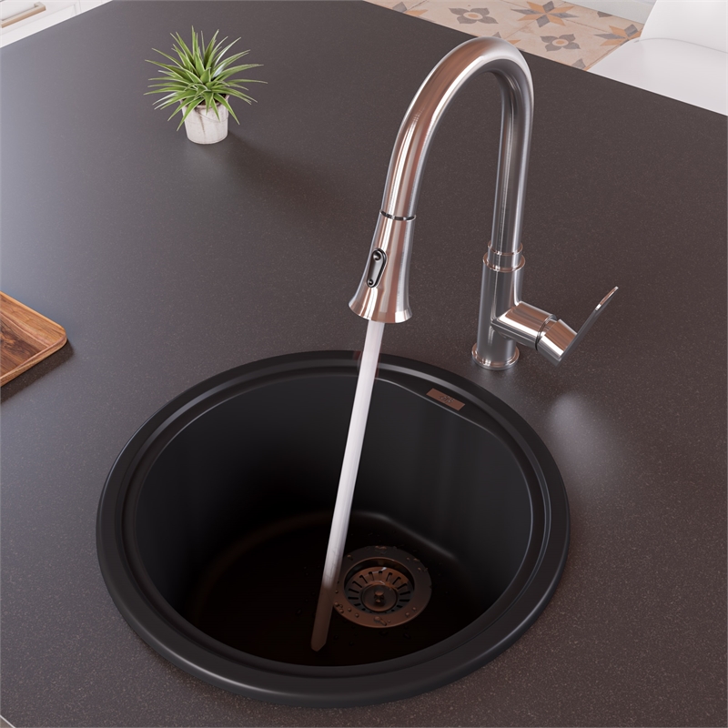 Pemberly Row Brushed Nickel Gooseneck Pull Down Kitchen Faucet