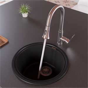 Pemberly Row Brushed Nickel Gooseneck Pull Down Kitchen Faucet