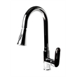 Pemberly Row Polished Chrome Gooseneck Pull Down Kitchen Faucet