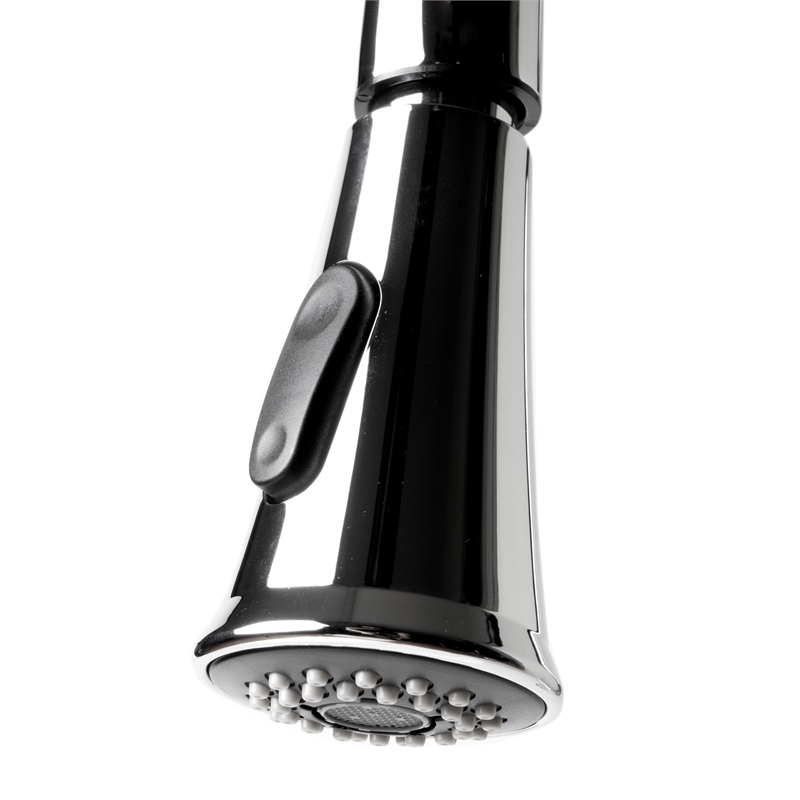Pemberly Row Polished Chrome Gooseneck Pull Down Kitchen Faucet