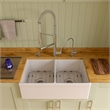 Pemberly Row Polished Chrome Double Spout Commercial Spring Kitchen Faucet