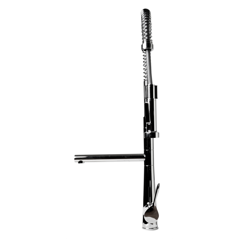 Pemberly Row Polished Chrome Double Spout Commercial Spring Kitchen Faucet