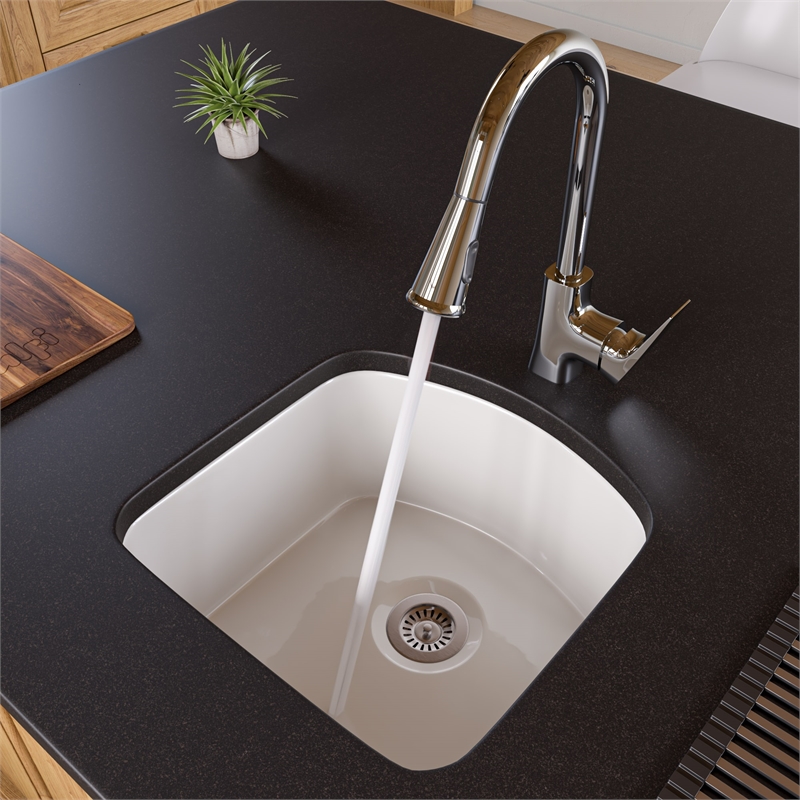 Pemberly Row Polished Chrome Square Gooseneck Pull Down Kitchen Faucet