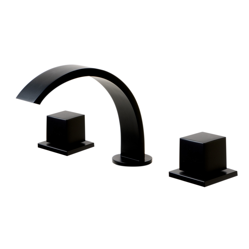 Pemberly Row Contemporary Black Matte Widespread Modern Bathroom Faucet