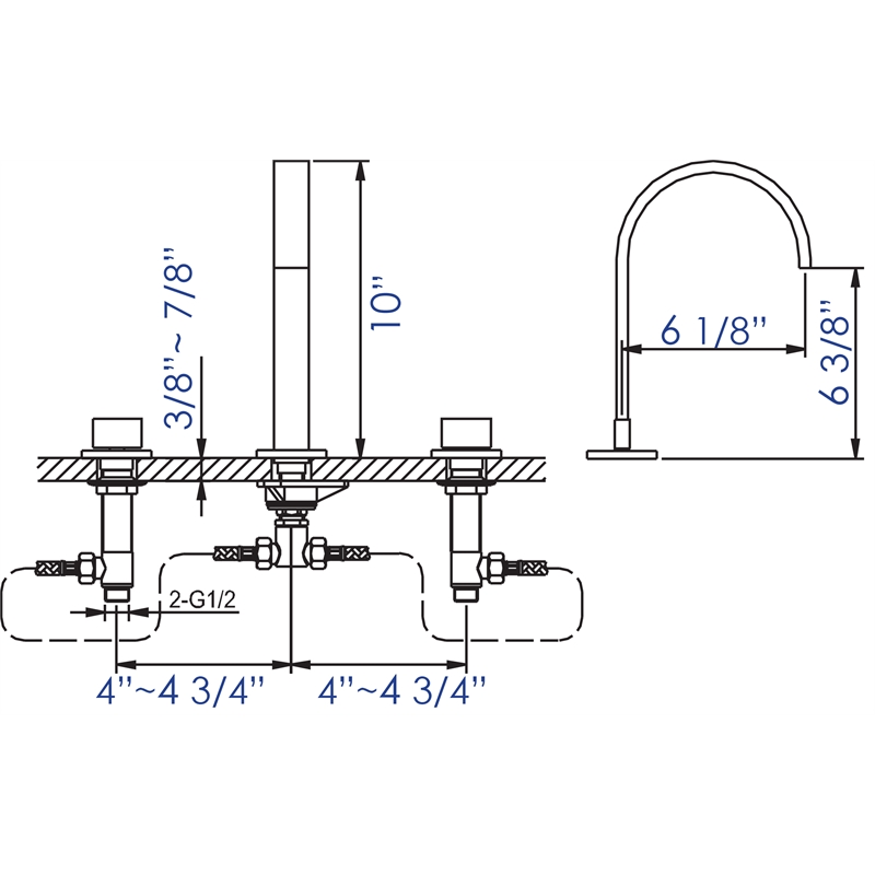 Pemberly Row Brushed Nickel Gooseneck Widespread Bathroom Faucet