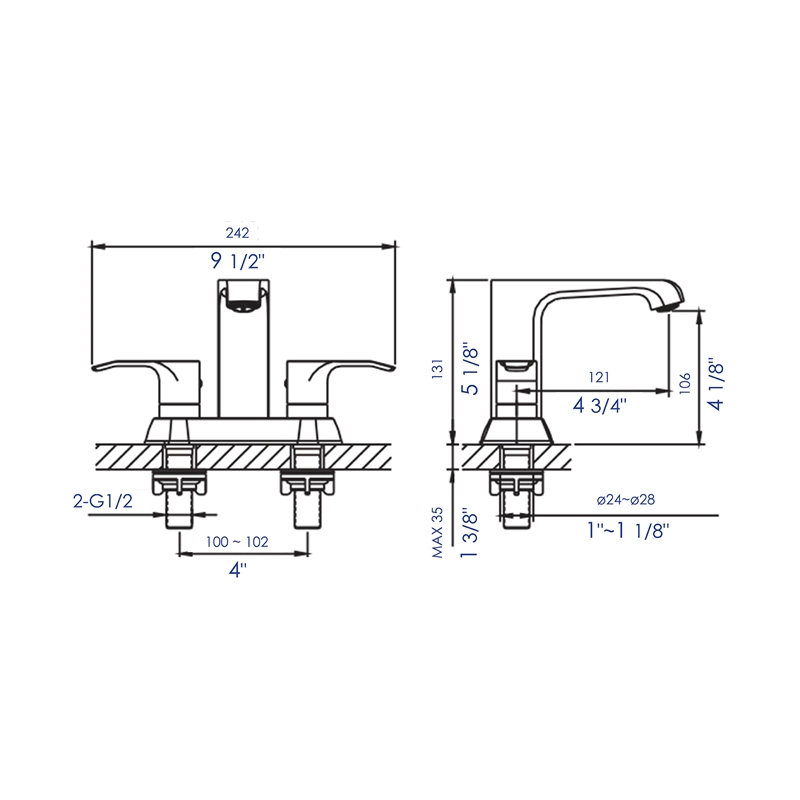 Pemberly Row Brushed Nickel Two-Handle 4'' Centerset Bathroom Faucet