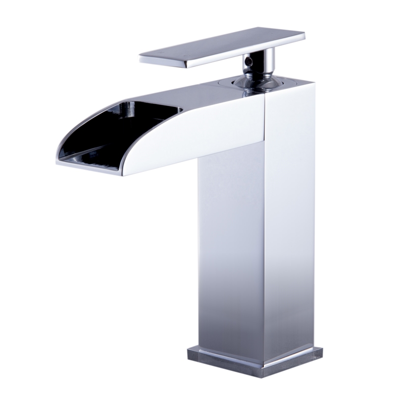 Pemberly Row Polished Chrome Single Hole Waterfall Bathroom Faucet