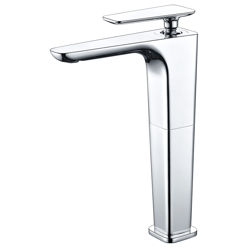 Pemberly Row Polished Chrome Tall Single Hole Modern Bathroom Faucet