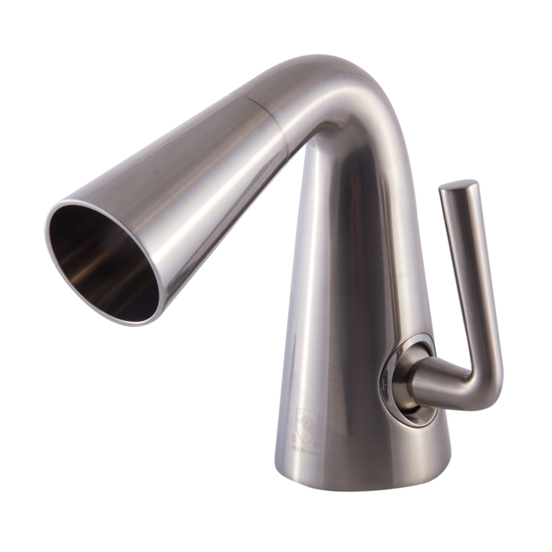 Pemberly Row Brushed Nickel Single Hole Cone Waterfall Bathroom Faucet