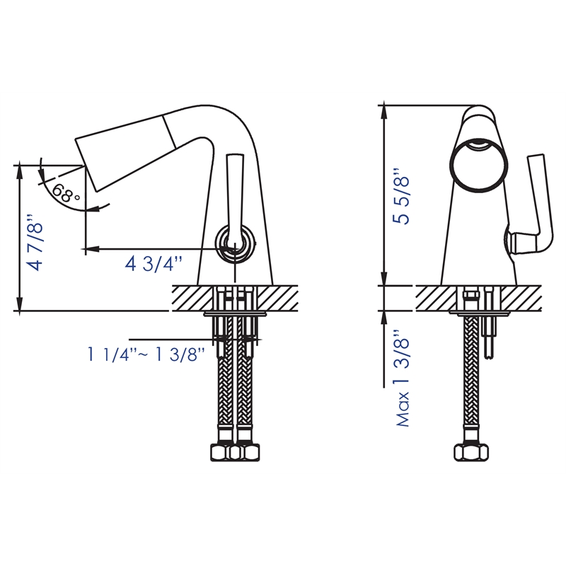 Pemberly Row Brushed Nickel Single Hole Cone Waterfall Bathroom Faucet