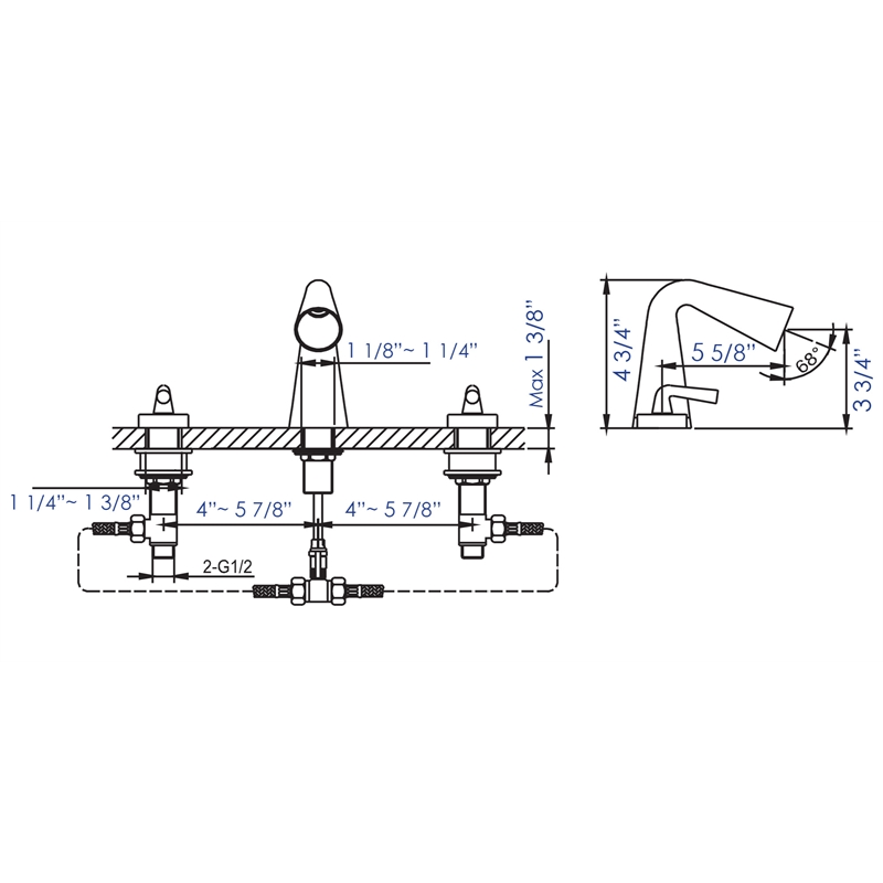 Pemberly Row Polished Chrome Widespread Cone Waterfall Bathroom Faucet